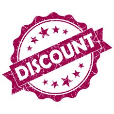 DISCOUNT pink vintage round grunge seal isolated on white background