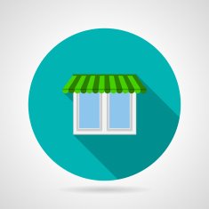 Window with canopy flat vector icon
