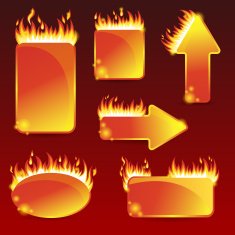 Burning with fire design sale stickers and tags