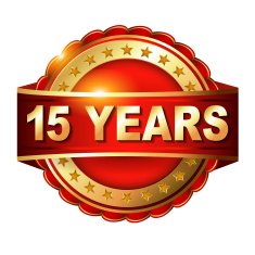 15 years anniversary golden label with ribbon N2