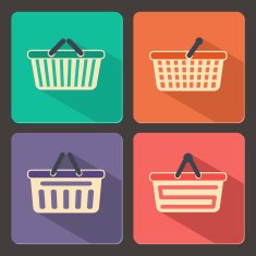 Set of shopping carts and baskets icons