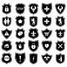 vector set of shield icons with symbols