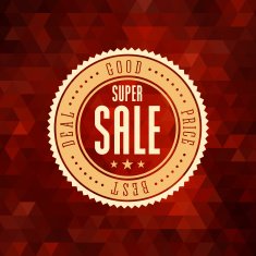 Red 3D vector text of sale discount price offer N60