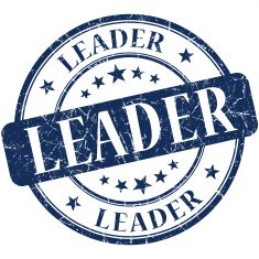 leader blue round stamp