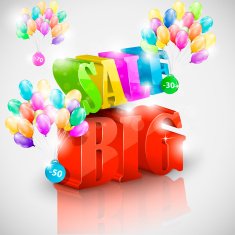Big 3D sale with colorful bubbles