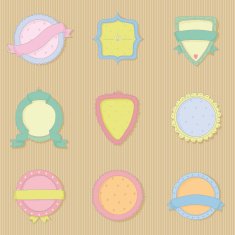 Set of colorful sketchy labels