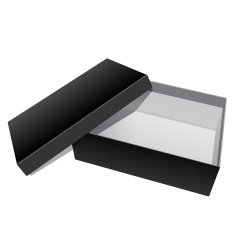 Black blank Cardboard Package Box Opened