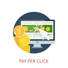 Pay per click icon with pc and notebook