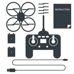 Complete set for quadrocopter Flat icons vector collection