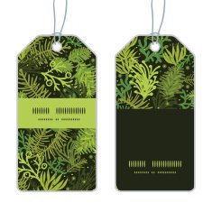Vector evergreen christmas tree vertical stripe frame pattern tags set
