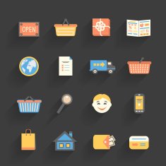 Cartoon icons set for online store