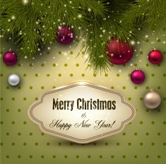 Gorgeous Christmas gift card with baubles Vector ill N2
