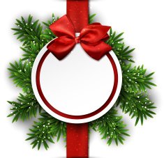 White round paper christmas card with bow N2