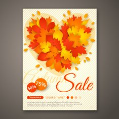 Autumn Sale flyer design with colorful leaves N2