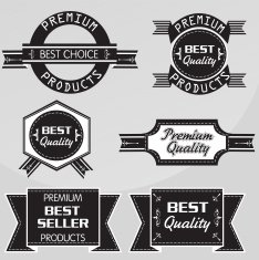 Black and white Vintage premium quality labels set Vector elements N2