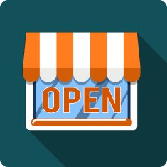 Vector Shop Building with Open Sign
