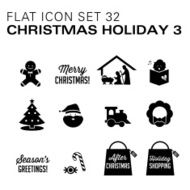 Flat Icons 32 Christmas 3 -Black N2
