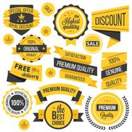 Yellow badges ribbons and labels set