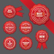 Red wax brooches with ribbons