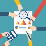 People examining economic statistic Financial examiner Vector N3
