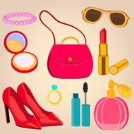 Set of woman&#039;s accessories and cosmetics N2