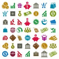 Money icons isolated on white background vector set finance N2