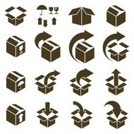 Packaging boxes icons isolated on white background vector set N3