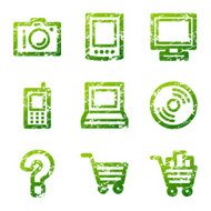 Green grunge electronics contour icons V2