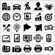 Business and Finance black &amp; white vector icon set N2