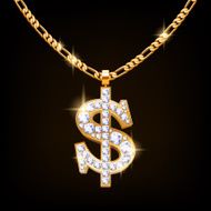 Dollar sign jewelry necklace on golden chain N2
