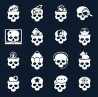 Internet and web icons skull set
