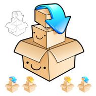 Packing small boxes into a big box Illustration