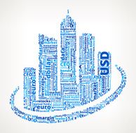 City Buildings on Business and Finance Word Cloud N3