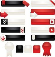 Interface Icons Labels Ribbons Arrows Tags Set White Black Red