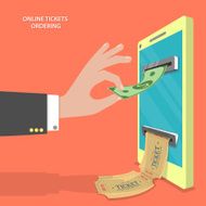 Online tickets ordering flat vector concept
