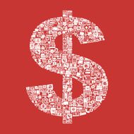 Dollar made of shopping icons