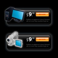 Sale banners with computer and video camera