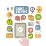 Flat online shopping icons