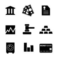 Black style icon set financial
