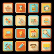 flat style colorful icons on black background