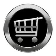 shopping cart icon silver isolated on white background