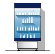 Vector glass showcase with bottles N2