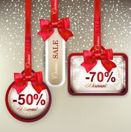 Sale labels with red gift bows N6