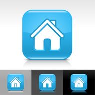 Blue icon house sign glossy rounded square web internet button