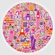 Travel and Vacations Round Pattern