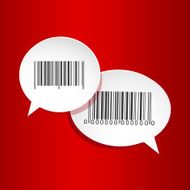 Barcode on paper speech bubbles