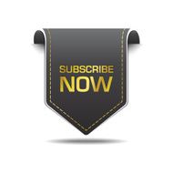 Subscribe Now Gold Black Label Vector Icon Set