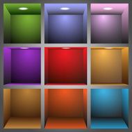 3d colorful shelves