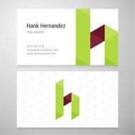 Modern letter H origami Business card template N2