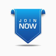 Join Now Blue Label Icon Vector Design